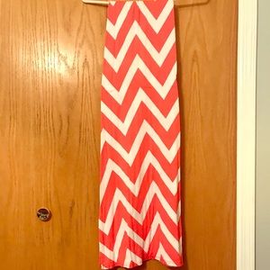 Coral and white maxi skirt